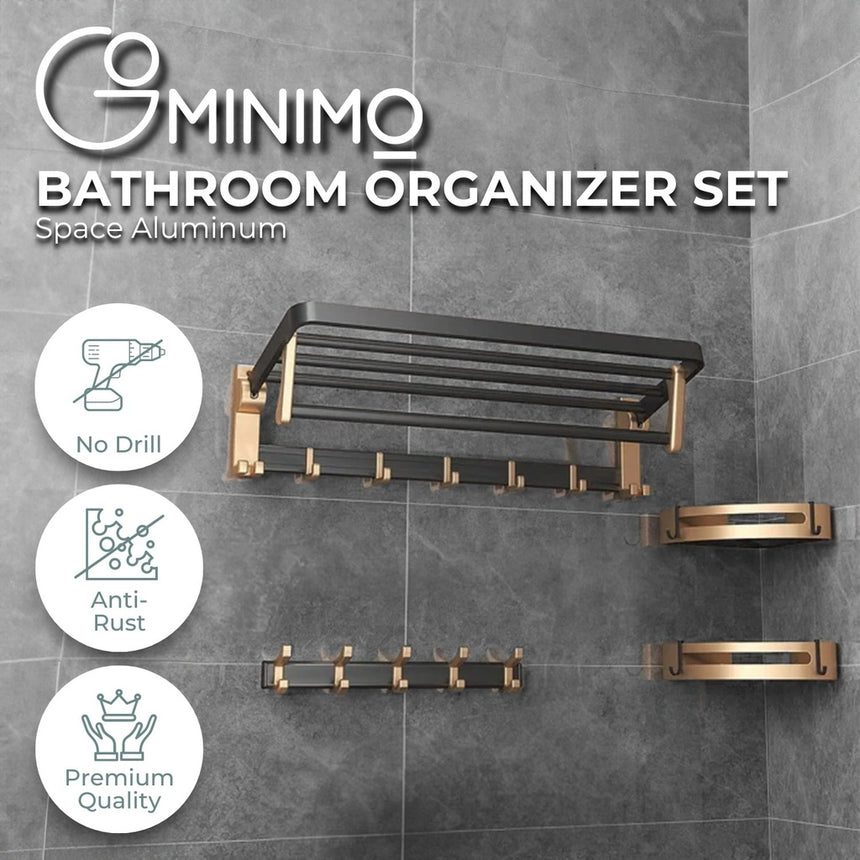 Gominimo Bathroom Wall Mount Black Gold Accessories Set (A)