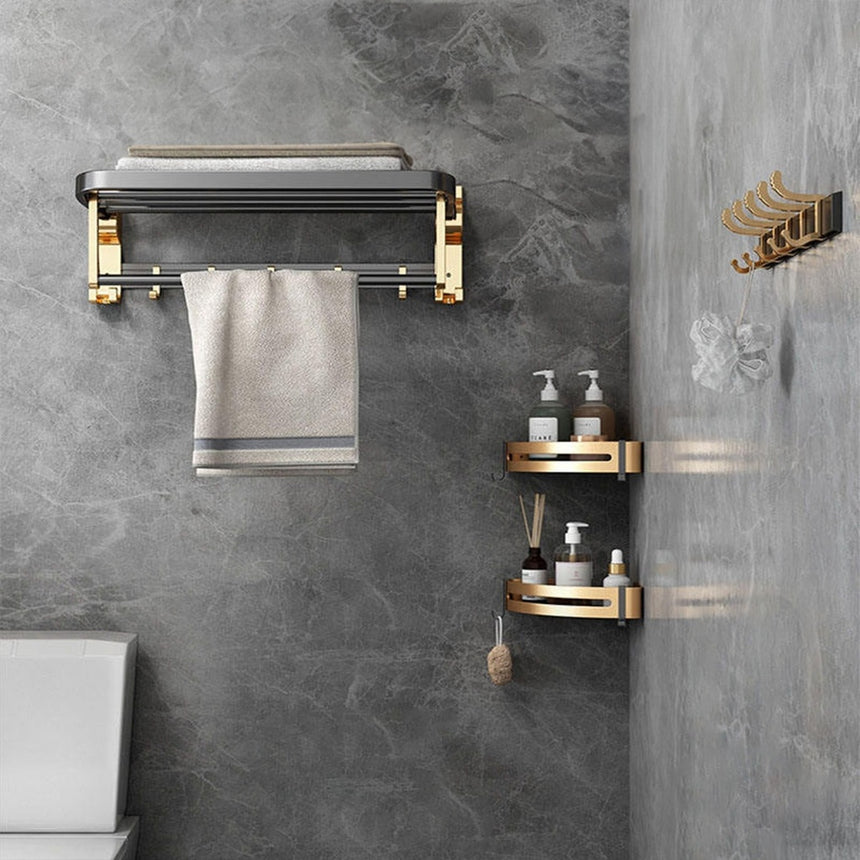 Gominimo Bathroom Wall Mount Black Gold Accessories Set (A)