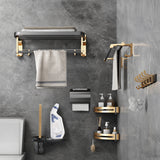 Gominimo Bathroom Wall Mount Black Gold Accessories Set (H)