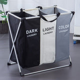 GOMINIMO 135L Foldable Laundry Cloth Hamper with 3 Sections (White+Grey+Black)