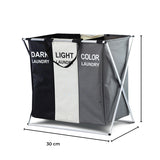 GOMINIMO 135L Foldable Laundry Cloth Hamper with 3 Sections (White+Grey+Black)