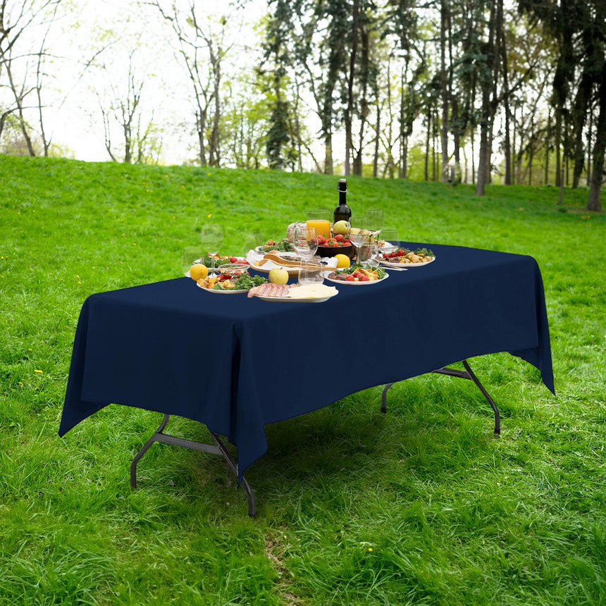 Gominimo Rectangle Tablecloth Polyester Dining Table Cloth Cover 230cm Navy Blue