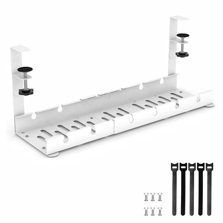 GOMINIMO Retractable Cable Management Tray- No Drilling Type (White)