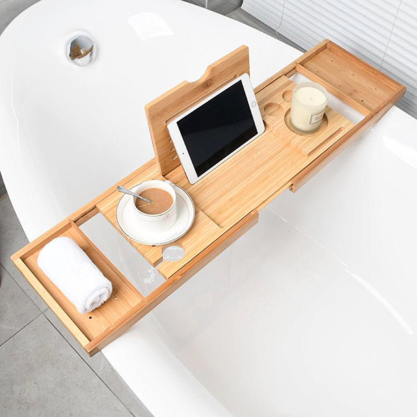 GOMINIMO Expandable Bamboo Bathup Caddy Trays