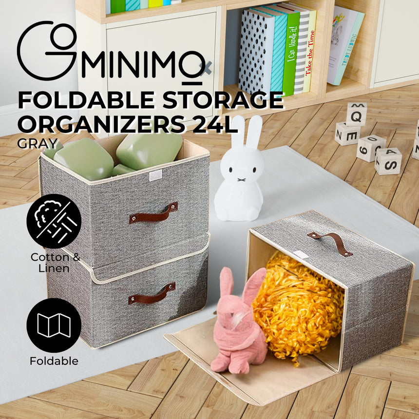 GOMINIMO 3 Pack 24L Foldable Storage Organizers (Gray)