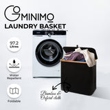 GOMINIMO Folding Bamboo & Canvas Laundry Hamper with Single Lid (Black)