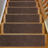 GOMINIMO Set of 15 Non Slip Carpet Stair Tread 20.3 x76cm (Brown)