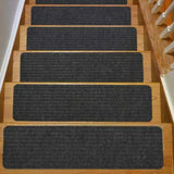 GOMINIMO Set of 15 Non Slip Carpet Stair Tread 20.3 x76cm (Grey)