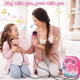 GOMINIMO Kids Portable Karaoke with Two Microphones (Rectangle, Pink Flamingo)