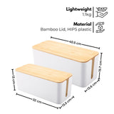 GOMINIMO set of Two Cable Management Box with Bamboo Lid (White)