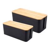 GOMINIMO set of Two Cable Management Box with Bamboo Lid (Black)