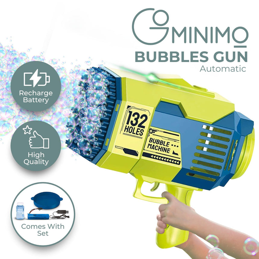 GOMINIMO 132 Holes Bubbles Machine Gun for Kids (Dark Blue and Green)