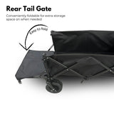 KILIROO Folding Wagon Trolley Cart with Wide Wheels and Rear Tail Gate (Black)