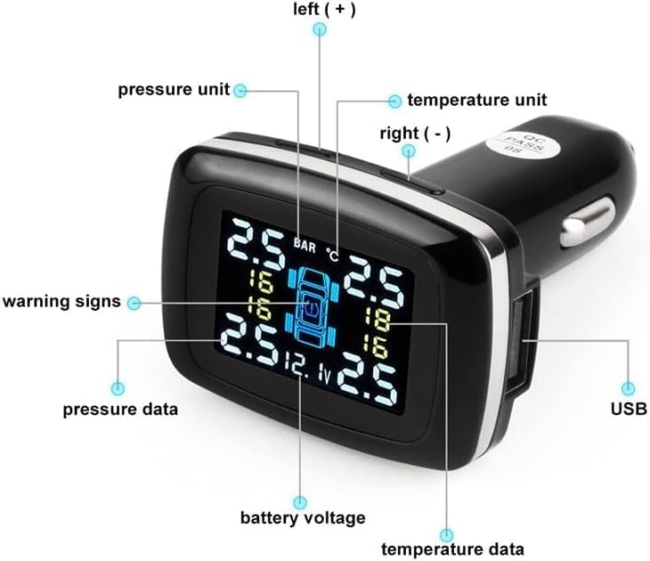 RYNOMATE Tire Pressure Monitoring System (External TPMS 12V Socket 4 Sensor)