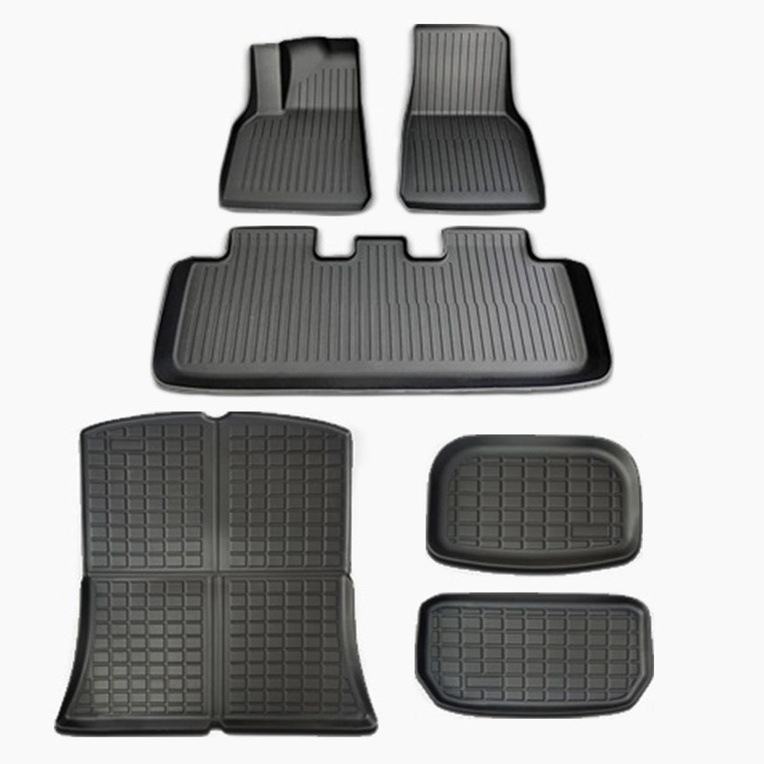 RYNOMATE Set of 6 Tesla Model-Y 2021-2024 Floor Mats (Black)