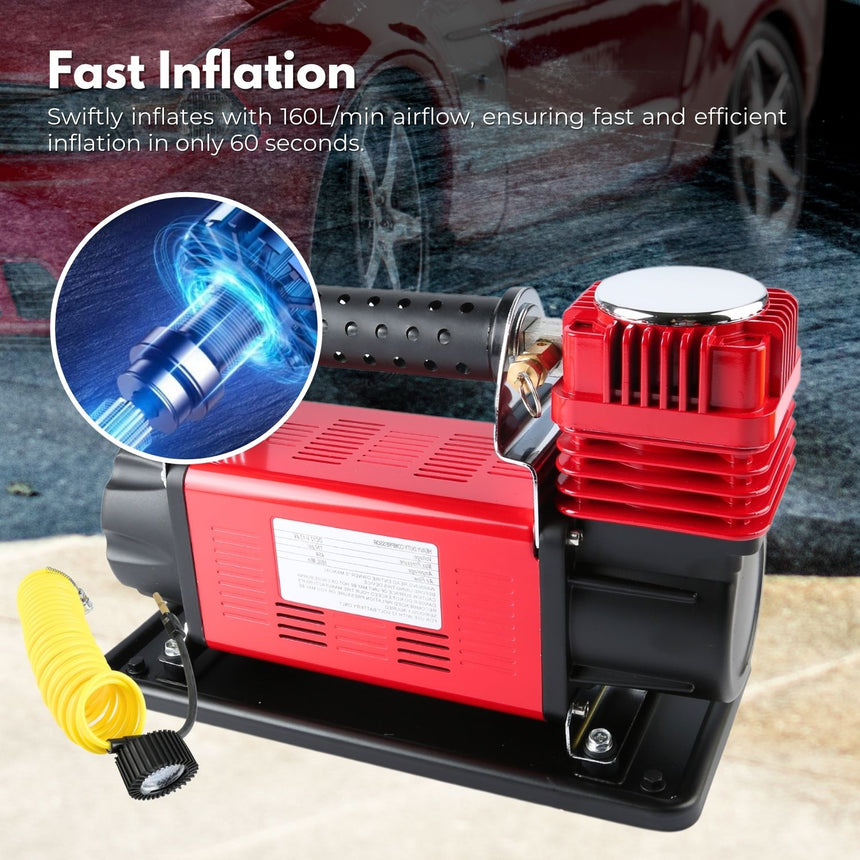 RYNOMATE 540W Car Air Compressor for Car Tires (Red)