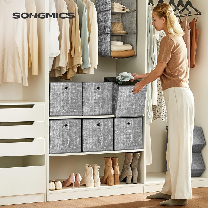 SONGMICS Storage Boxes 6 packs Non-Woven Fabric Grey