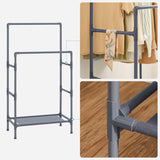 SONGMICS Metal Clothes Rack with 2 Rails Grey