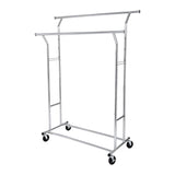 SONGMICS Metal Clothes Rack Stand on Wheels Heavy Duty Silver