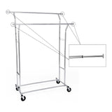 SONGMICS Metal Clothes Rack Stand on Wheels Heavy Duty Silver