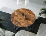 VASAGLE Round Coffee Table Rustic Brown and Black