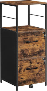 VASAGLE Filing Cabinet with 2 Drawers Rustic Brown and Black