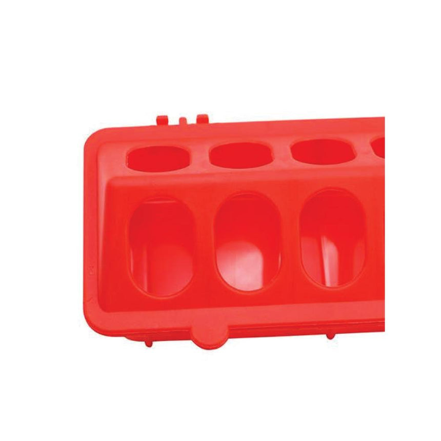 50cm Long Poultry Feeder Chicken Feeding Trough Red Plastic Flip Top Container