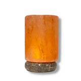 USB Himalayan Salt Lamp - Cylinder Carved Shape Pink Crystal Rock LED Light