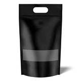 100 Resealable Mylar Black Stand Up Bags 53x32cm - Food Packaging Zip Pouch and Handle