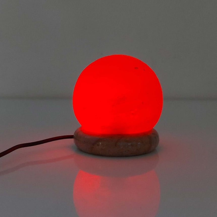 USB Colour Changing Salt Himalayan Lamp - Ball Sphere Shape Pink Rock LED Light