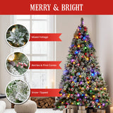 Swishmas Snowy Crown Pine 2.7m Multicolour Pre-Lit Christmas Tree with 2429 Tips