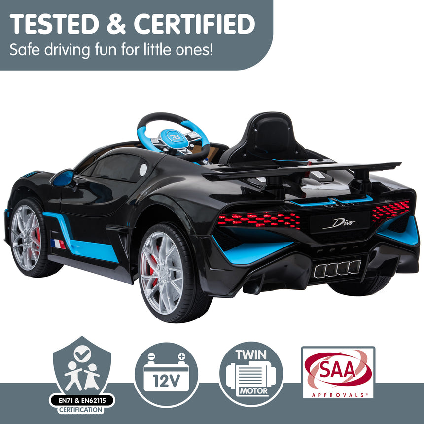 Kahuna Licensed Bugatti Divo Kids Electric Ride On Car - Black