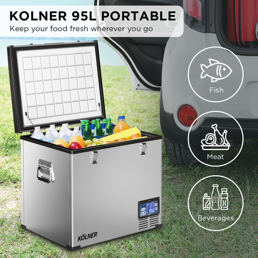 Kolner 95l Portable Fridge Chest Freezer With Lcd Panel - Rv Vehicle Camping Refrigerator