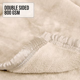 Laura Hill 800-gsm Faux Mink Throw Rug Blanket Queen Size Double-sided Large 220 X 240cm Heavy - Cream