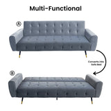 Sarantino Ava 3-seater Tufted Velvet Sofa Bed By Sarantino - Light Grey