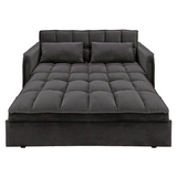 Sarantino Quincy 2-Seater Velvet Sofa Bed in Dark Grey with Wooden Frame and Tufted Design - Dark Grey