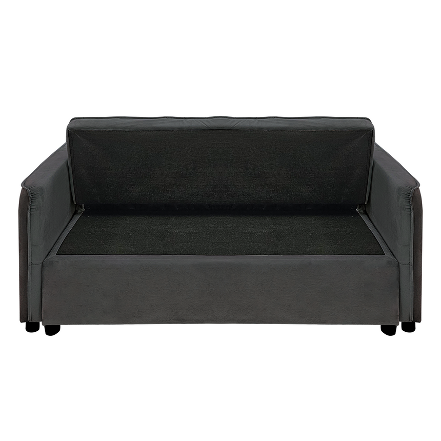 Sarantino Quincy 2-Seater Velvet Sofa Bed in Dark Grey with Wooden Frame and Tufted Design - Dark Grey