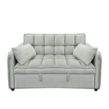 Sarantino Quincy 2-Seater Velvet Sofa Bed in Dark Grey with Wooden Frame and Tufted Design - Light Grey