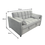 Sarantino Quincy 2-Seater Velvet Sofa Bed in Dark Grey with Wooden Frame and Tufted Design - Light Grey