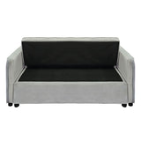 Sarantino Quincy 2-Seater Velvet Sofa Bed in Dark Grey with Wooden Frame and Tufted Design - Light Grey