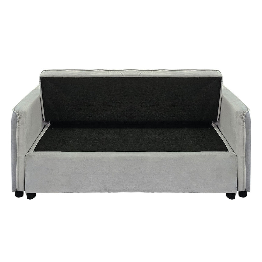 Sarantino Quincy 2-Seater Velvet Sofa Bed in Dark Grey with Wooden Frame and Tufted Design - Light Grey