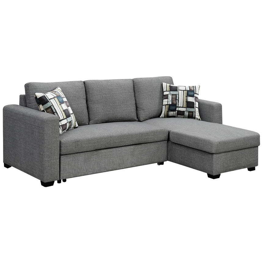 Sarantino Fontana Pullout Sofa Bed with Storage Chaise Lounge - Grey