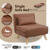 Sarantino Adjustable Chair Single Sofa Bed Faux Linen - Brown