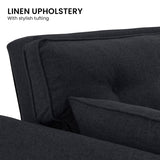 Sarantino 3 Seater Modular Linen Fabric Sofa Bed Couch Futon Suite - Black