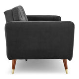 Sarantino Faux Velvet Tufted Sofa Bed Couch Futon - Black