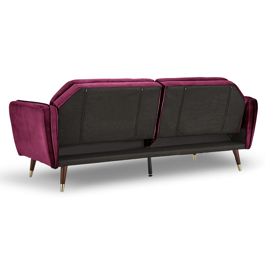 Sarantino Faux Velvet Tufted Sofa Bed Couch Futon - Burgundy