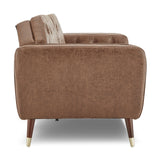 Sarantino Faux Velvet Tufted Sofa Bed Couch Futon - Brown