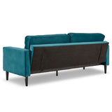 Sarantino Faux Velvet Sofa Bed Couch Furniture Lounge Suite Seat Blue