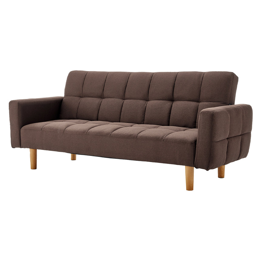 Sarantino 3-Seater Fabric Sofa Bed Futon - Brown