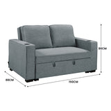 Sarantino Hoffman Linen Sofa Bed With Cushions & Cup Holders Dark Grey